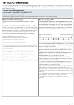 True Potential Growth-Aligned Balanced Key Investor Information