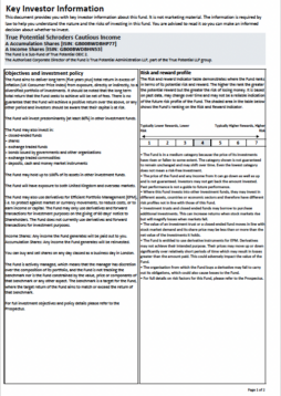 True Potential Schroders Cautious Income Key Investor Information Document