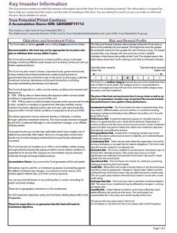 True Potential Pictet Cautious Key Investor Information