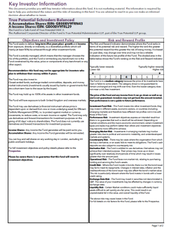 True Potential Schroders Balanced Key Investor Information Document