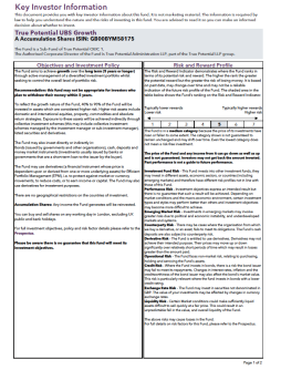 True Potential UBS Growth Key Investor Information
