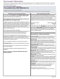 True Potential UBS Cautious Key Investor Information