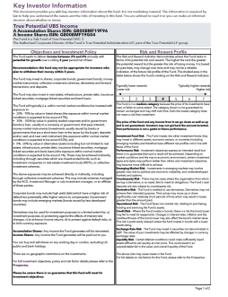 True Potential UBS Income Key Investor Information