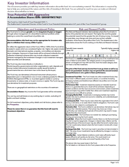 True Potential UBS Aggressive Key Investor Information