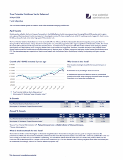 True Potential Goldman Sachs Balanced Factsheet